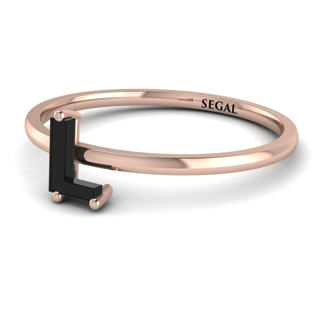 L Letter - Initial Rose Gold Diamond Ring